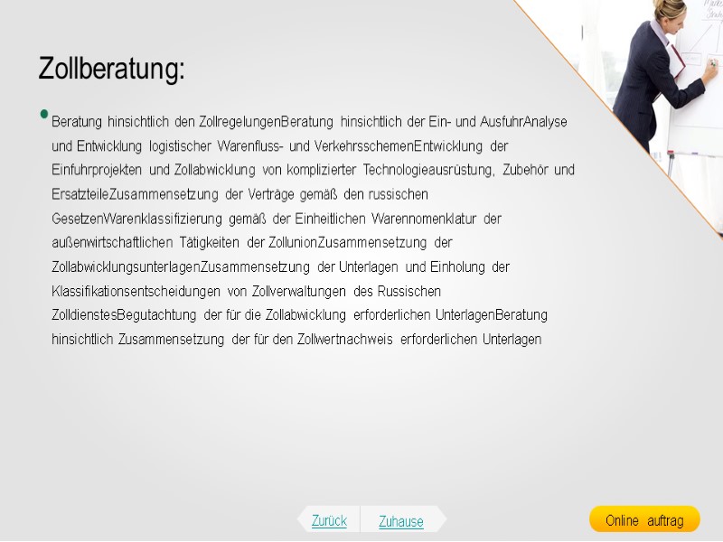 Zollberatung: Beratung hinsichtlich den ZollregelungenBeratung hinsichtlich der Ein- und AusfuhrAnalyse und Entwicklung logistischer Warenfluss-
